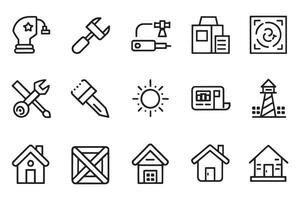 Labor day, construction, renovation related editable icon set isolated flat illustration white background vector