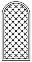 Ornate arab window isolated on white. Ramadan Kareem design element, invitation or card template. Arabic traditional architecture, beautiful arabesque motif pattern. vector
