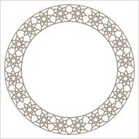 Round decorative frame, luxury frame, seamless arabic, andalusian, oriental, authentic arabian style. Gold andalusian, islamic and geometric style with seamless border. For your design, plate, ceramic vector