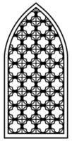 Black ornate Arabic or Islamic Oriental window with mashrabiya pattern. Arch design for interior temples. Cnc pattern, laser cutting, wall decor, hanging, stencil, engraving. Palace architecture vector