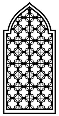 Monochrome ornate Arabic or Islamic Oriental window with mashrabiya pattern. Arabesque pattern. Cnc pattern, laser cutting, wall decor, hanging, stencil, engraving. Palace architecture elements