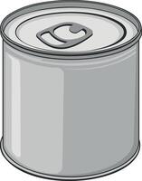 gray tin can for canned food without background vector