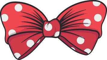 red bow with white polka dots without background vector