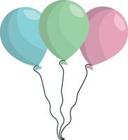 three balloons on a string without background vector