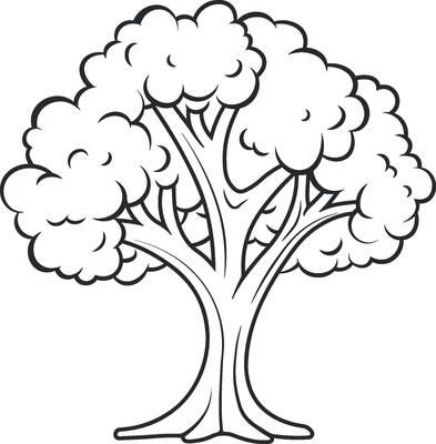 black contour illustration of a tree without background.