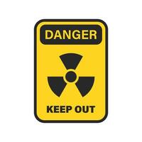 Radioactive material warning icon in flat style. Radiation danger illustration on isolated background. Caution sign business concept. vector