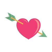Heart with arrow icon in flat style. Valentines day illustration on isolated background. Amour sign business concept. vector