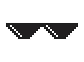 Pixel sunglasses icon in flat style. Glasses illustration on isolated background. Funny accessory sign business concept. vector