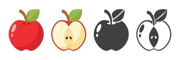 Apple fruit icon set in flat style. Healthy dessert illustration on isolated background. Fresh food sign business concept. vector