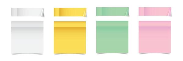 Paper sticky note set in flat style. Note paper pieces illustration on isolated background. Sheets of note papers sign business concept. vector