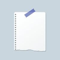 White torn sheet of paper in flat style. Empty paper note illustration on isolated background. Blank document sign business concept. vector