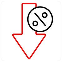 Interest Rate Down and online icon concept vector