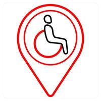 Wheelchair and location icon concept vector