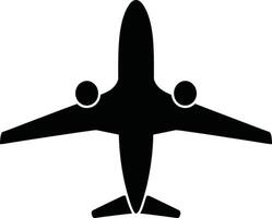 top view airplane silhouette illustration. Black airplane icon isolated on white background. vector