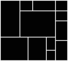12 Empty photo collage template. Empty black collage for mood board and presentation. grid mosaic pattern for picture display. vector