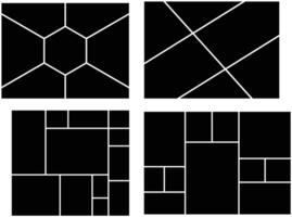 Set of 4 photo collage template illustration. Background texture for picture album. Mood board presentation. vector
