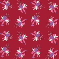 Seamless floral pattern with pink and purple flowers. Tropical bloom pattern with soft color contrasts. vector