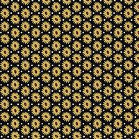 Seamless Yellow Daisy Floral Pattern on Black Background. Retro Daisy Inspired Pattern for Textile, Digital Use and print. vector