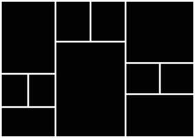11 Photo collage template. Empty black collage for mood board and presentation. grid mosaic pattern for picture display. vector