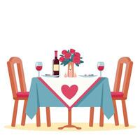 Romantic Dinner Table with Wine vector