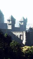 Aerial view of medieval castle with inner and outer courtyard video