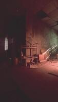 Set up view of dark room abandoned in the Psychiatric Hospital video