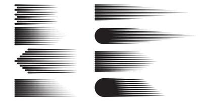 Black comic speed lines with curved corners. Motion effect elements. vector