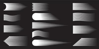 Comic-style speed lines in black with smooth, rounded edges. collection. vector