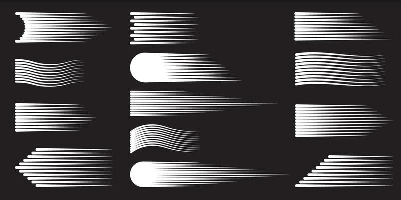 Comic-style speed lines in black with smooth, rounded edges. collection.