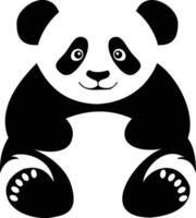 a black and white drawing of a panda bear on a white background. vector