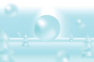 Minimalist Winter Background with Shiny Snowball Frozen Christmas Trees vector