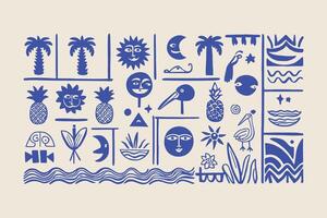 Geometric mosaic style element bundle. vector
