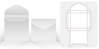 Envelope square model packaging die cut template design 3d mockup isolated white backgrounds for packaging branding, products compartment unique designs, minimalist conceptual holder, stationery packs vector