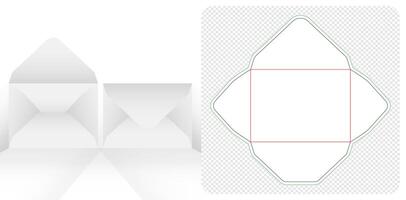White paper envelope die cutting with shadow on transparent isolated white backgrounds Template for your message, packaging branding, products compartments unique designs, minimalist conceptual holder vector