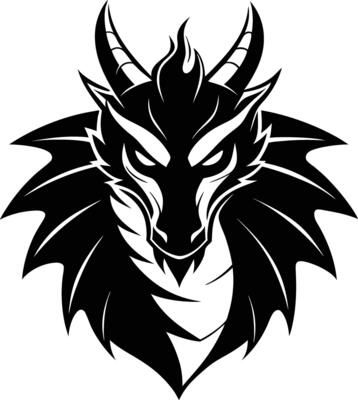 Tribal Dragon Head with Bold Horns
