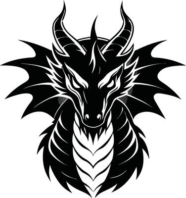 Bold Dragon Head with Horns