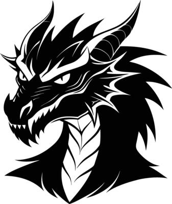 Fierce Dragon Head with Bold Tribal Patterns