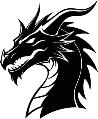 Tribal Dragon Head with Intense Features