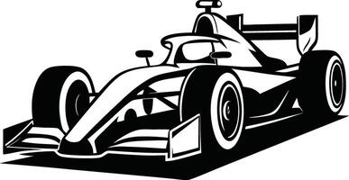 Illustration of a Race Car in Black and White vector