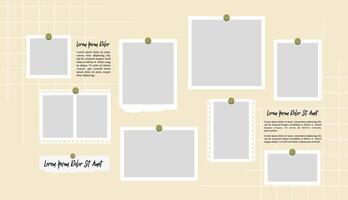Pictures or photos frame collage layout abstract photo frames and digital photo wall template vector