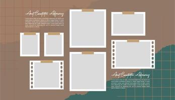 Pictures or photos frame collage, page grid layout abstract photo frames and digital photo wall template vector