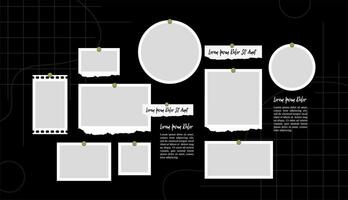 Pictures or photos frame collage layout abstract photo frames and digital photo wall template vector