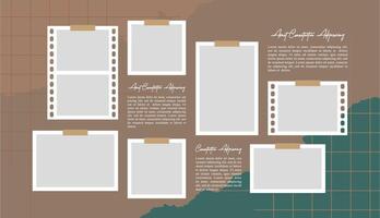 Pictures or photos frame collage layout abstract photo frames and digital photo wall template vector