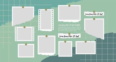 Picture collage and digital photo wall template vector