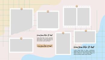 Collage grid photo effect template design vector