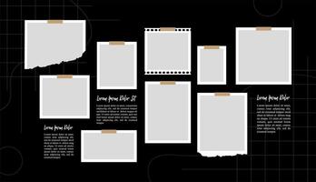 Pictures or photos frame collage layout abstract photo frames and digital photo wall template vector
