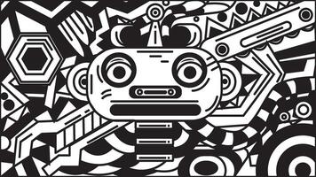 cute robot doodle, suitable for background and wallpaper in 4k ratio vector