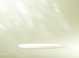 Pastel Green background 3d with beige podium. Background green Studio with Shadow Leaves. Space for selling products on the website. Empty room with shadow leaves. illustration. vector