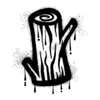 Hand drawn tree trunk with black spray paint graffiti vector