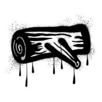 Tree trunk graffiti with black spray paint vector